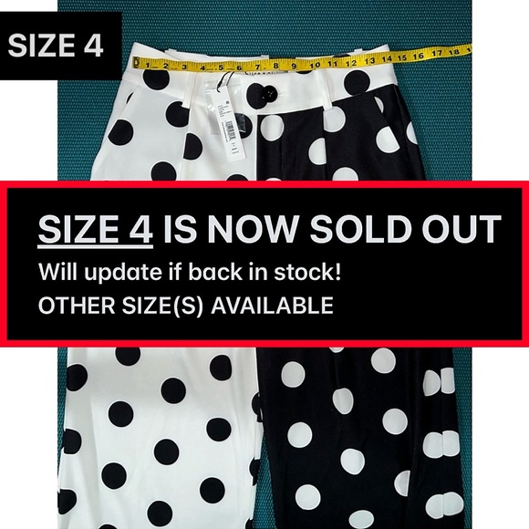 Alice + Olivia Tomasa Polka Dot Cuffed Black White Colorblock Pant - Picture 13 of 17